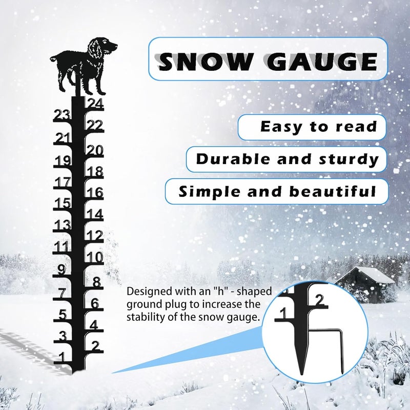 Asenron 24 inch Snow Gauge Outdoor, Upgraded Iron Art Snow Measuring Gauge, Winter Snow Measuring Stick, Xmas Snow Depth Measure Rod, Snow Gauge for Yard, Lawn and Garden, Christmas Snow Ruler, Easy to Read - Image 3